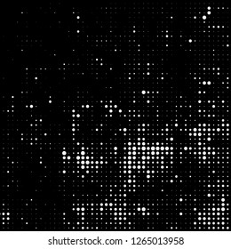 Abstract chaotic halfton. Texture of dots for printing. Futuristic colored background