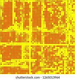 Abstract chaotic halfton. Texture of dots for printing. Futuristic colored background
