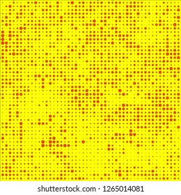 Abstract chaotic halfton. Texture of dots for printing. Futuristic colored background