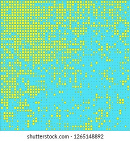 Abstract chaotic halfton. Texture of dots for printing. Futuristic colored background