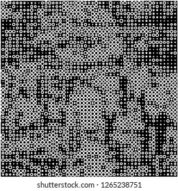 Abstract chaotic halfton. Texture of dots for printing. Futuristic colored background