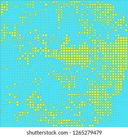 Abstract chaotic halfton. Texture of dots for printing. Futuristic colored background