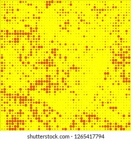 Abstract chaotic halfton. Texture of dots for printing. Futuristic colored background