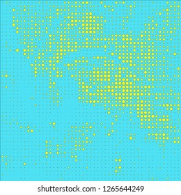 Abstract chaotic halfton. Texture of dots for printing. Futuristic colored background