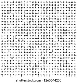 Abstract chaotic halfton. Texture of dots for printing. Futuristic colored background