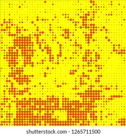 Abstract chaotic halfton. Texture of dots for printing. Futuristic colored background