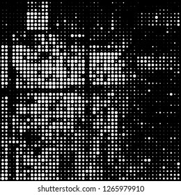 Abstract chaotic halfton. Texture of dots for printing. Futuristic colored background