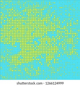 Abstract chaotic halfton. Texture of dots for printing. Futuristic colored background