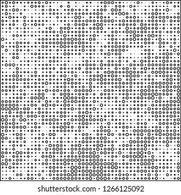 Abstract chaotic halfton. Texture of dots for printing. Futuristic colored background