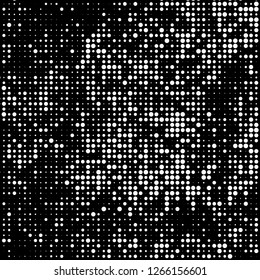 Abstract chaotic halfton. Texture of dots for printing. Futuristic colored background
