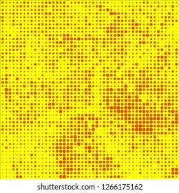 Abstract chaotic halfton. Texture of dots for printing. Futuristic colored background