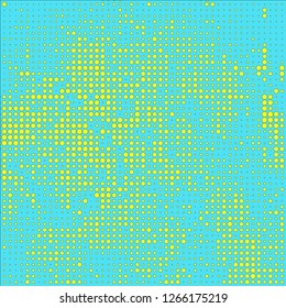 Abstract chaotic halfton. Texture of dots for printing. Futuristic colored background