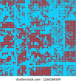 Abstract chaotic halfton. Texture of dots for printing. Futuristic colored background