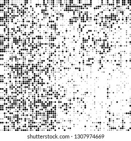 Abstract chaotic halftone black and white. Fantastic texture of dots