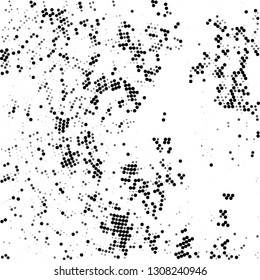 Abstract chaotic halftone black and white. Fantastic texture of dots