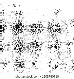 Abstract chaotic halftone black and white. Fantastic texture of dots