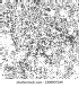 Abstract chaotic halftone black and white. Fantastic texture of dots
