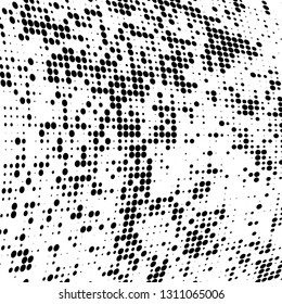 Abstract chaotic halftone black and white. Fantastic texture of dots