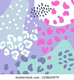 Resumen de la perfecta huella caótica del leopardo con elementos del corazón. Fondo de textura gruesa. Fondo de escritorio para las niñas. Patrón de estilo de moda