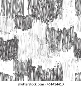 Abstract chaotic line seamless pattern. Black and white pencil drawing line texture Stylish abstract ornamental  stripped background