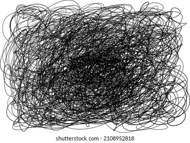 Abstrakte chaotische Linien. Handgezeichnete runde Doodle-Schleifen auf weißem Hintergrund, Vektordesign-Elemente.
