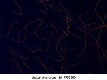 Líneas caóticas abstractas sobre un fondo azul. Colorido patrón de caos giratorio. Textura ola de futuro digital para banner, afiche, portada, página, volante. Ilustración vectorial de la red de información.