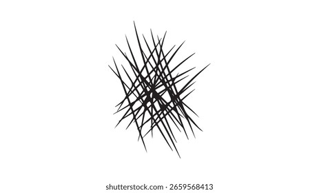 Linhas caóticas abstratas emaranhadas, textura pontiaguda, arte moderna