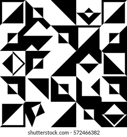Patrón abstracto caótico. Decorativo adorno en blanco y negro. Patrón de formas geométricas