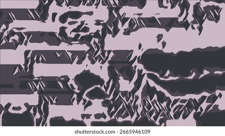 An abstract and chaotic pattern featuring a mix of distorted, jagged shapes and smooth blobs. The grey and muted purple color palette creates an edgy and modern aesthetic, perfect for creative project
