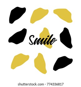 Abstract chaotic pattern. Modern wallpaper in trendy colors. Golden and black. Background texture with blots. 
