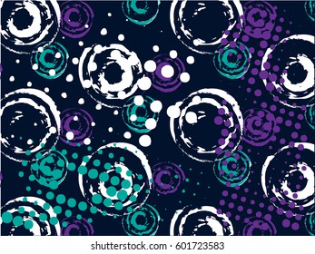 Abstract  chaotic pattern with urban geometric elements, scuffed, drops, spots, sprays. Grunge neon texture background. Drive modern creative wallpaper for guys.