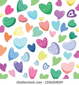 Abstract  chaotic print with hearts elements. Wallpaper for girls. Fashion style pattern