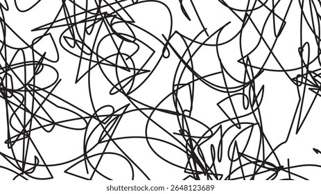 Abstract chaotic scribble lines on a white background. Hand-drawn messy sketch texture, perfect for modern design, backgrounds, posters, or artistic creative projects