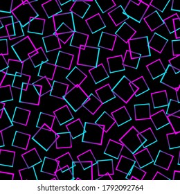 Abstraktes chaotisches nahtloses Muster mit geometrischen Elementen. Quadrat mit Farbverlauf-Hintergrund
