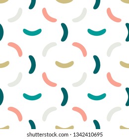 Abstract chaotic seamless pattern with sticks, arches. Geometric shapes. Vector illustration.     