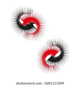 Abstract chaotic shapes. Dynamic swirl elements. Black red Vector. Decorative motion illustration. EPS 10.