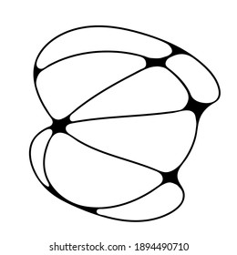 Abstrakte chaotische Vektorgrafik in schwarzer Umrisslinie. Neurografie, Psychologie, Kunsttherapie. Spontane Emotionen. gerundete Linien.
