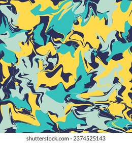 Abstract chaotic wavy yellow-blue background. Vector illustration	