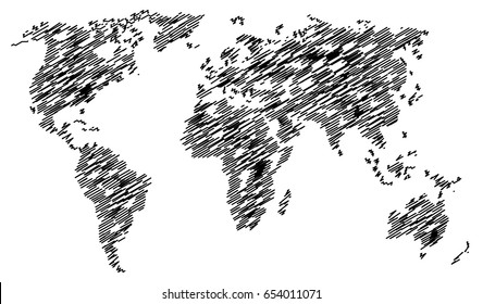Abstract chaotic world map isolated on white background. Vector EPS10