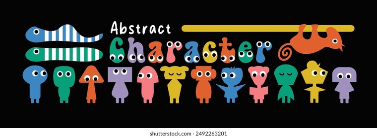 Abstract character collection. Set of abstract character. Cartoon character illustration. Mascot illustration. Mascot character collection set.
