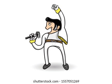 
Abstract character, creative illustration the singer is acting rocker on white background for decoration graphic design and artwork, Cute rocker cheerful concept.