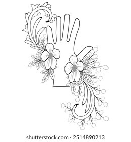Carácter Abstractas doodle línea de flores arte 