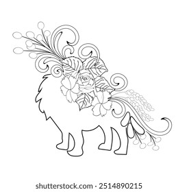 Abstract character  doodle flower line art 