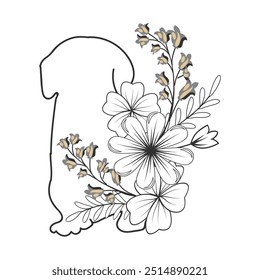 Abstract character  doodle flower line art 