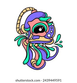 Abstract Character Doodle Sticker Fun and Playful Decals for Laptops and Journals