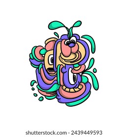 Abstract Character Doodle Sticker Fun and Playful Decals for Laptops and Journals