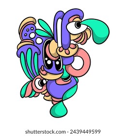 Abstract Character Doodle Sticker Fun and Playful Decals for Laptops and Journals