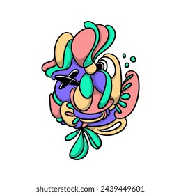 Abstract Character Doodle Sticker Fun and Playful Decals for Laptops and Journals