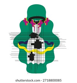 Carácter abstracto en estilo doodle en Vector. Elemento para la decoración de la etiqueta engomada del cartel postales impresiones