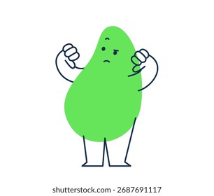 Abstract character. Geometric comic creature emotion. Funny shape shows thumbs down. Vector illustration
